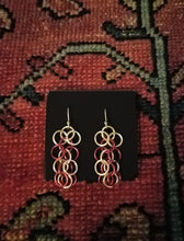 Load image into Gallery viewer, Chainmail earrings, silver-colored & reddish-purple colored