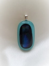 Load image into Gallery viewer, Shades of Blue - Shiny Dark Blue on Sea Green Rectangular Pendant