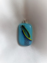 Load image into Gallery viewer, Shades of Blue - Flowing Lines on Pale Turquoise Rectangular Pendant