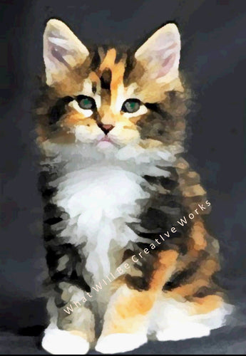 Download and print out this digital painting of a sweet calico kitty!