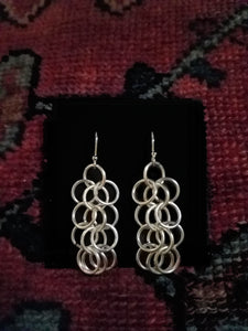 Chainmail earrings shiny silver-colored