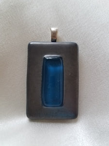 Rectangular grey-blue pendant