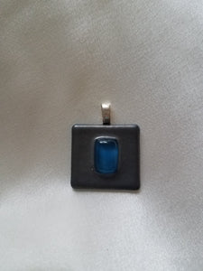 Square grey-blue pendant