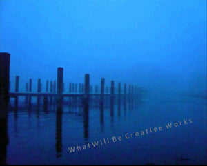 Digital download this 10"x8" photo art of a dock on the lake in the early morning mist.  The amazing blues in this piece will provide a summer morning accent to any room. 