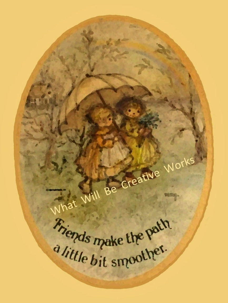 Download and print out this art print of two friends sharing an umbrella with the  saying, 