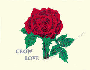 8.5x11 digital download of "Grow Love" rose with light background. 