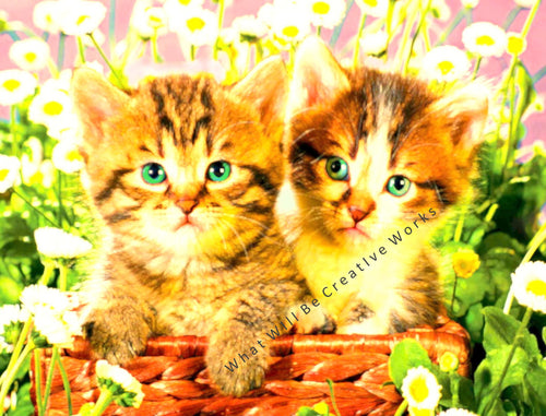 Download and print out this art print of adorable kittens in the garden!  Let these kittens brighten up your day!  8-1/2