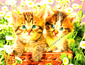 Download and print out this art print of adorable kittens in the garden!  Let these kittens brighten up your day!  8-1/2"x11" jpg file format