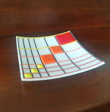 Load image into Gallery viewer, Red, Orange, and Yellow Curved Decorative Glass Plate
