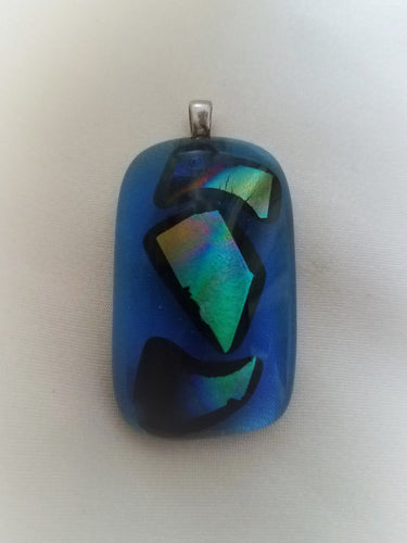 Shades of Blue  - Metallic Pieces Rectangular Pendant