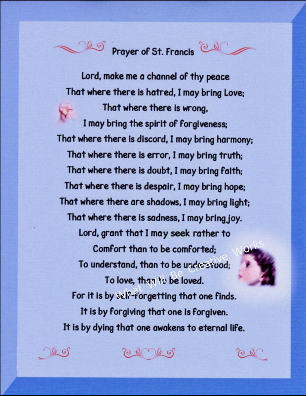 Digital download of St. Francis Prayer for peace and love.  File is jpg format, 300 dpi resolution, formatted for 8.5