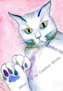 Download and print out this art print of an original watercolor painting of a yellow-eyed cat.  5"x7" Jpg file format, 240 dpi, easily prints larger if desired. 