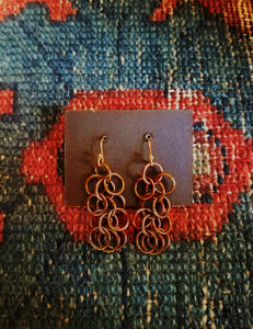 Chainmail earrings, dark bronze color